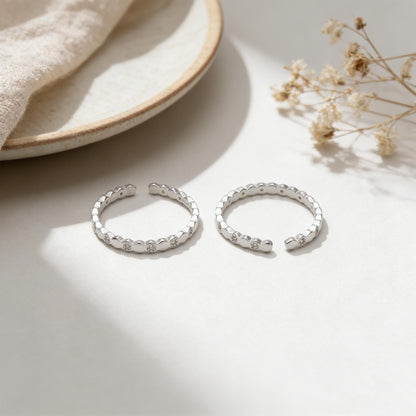 Minimalist Sterling Silver Ring, CZ Pave Adjustable Hexagon Ring (#CY-060)/ 1 piece