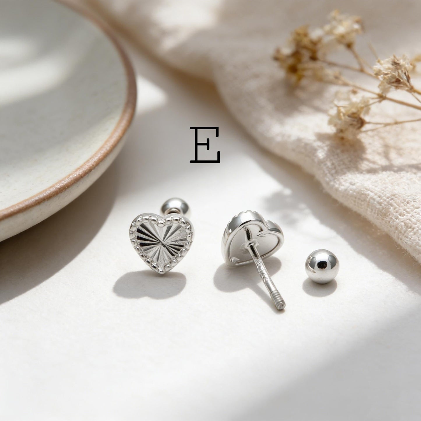 Sterling Silver Stud Earring, Screw Back, Knot/ Heart/ Butterfly/ Bow/ Clover (CY-064)/ 1 pair