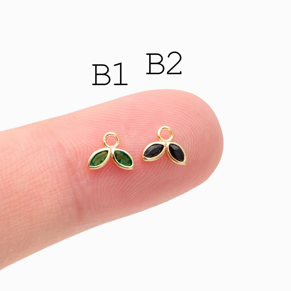 10pcs Gold/ Silver Tone Flower Leaf Charms, 18K Real Gold/ Rhodium plated Brass, Tiny Floral Pendants (GB-1762)