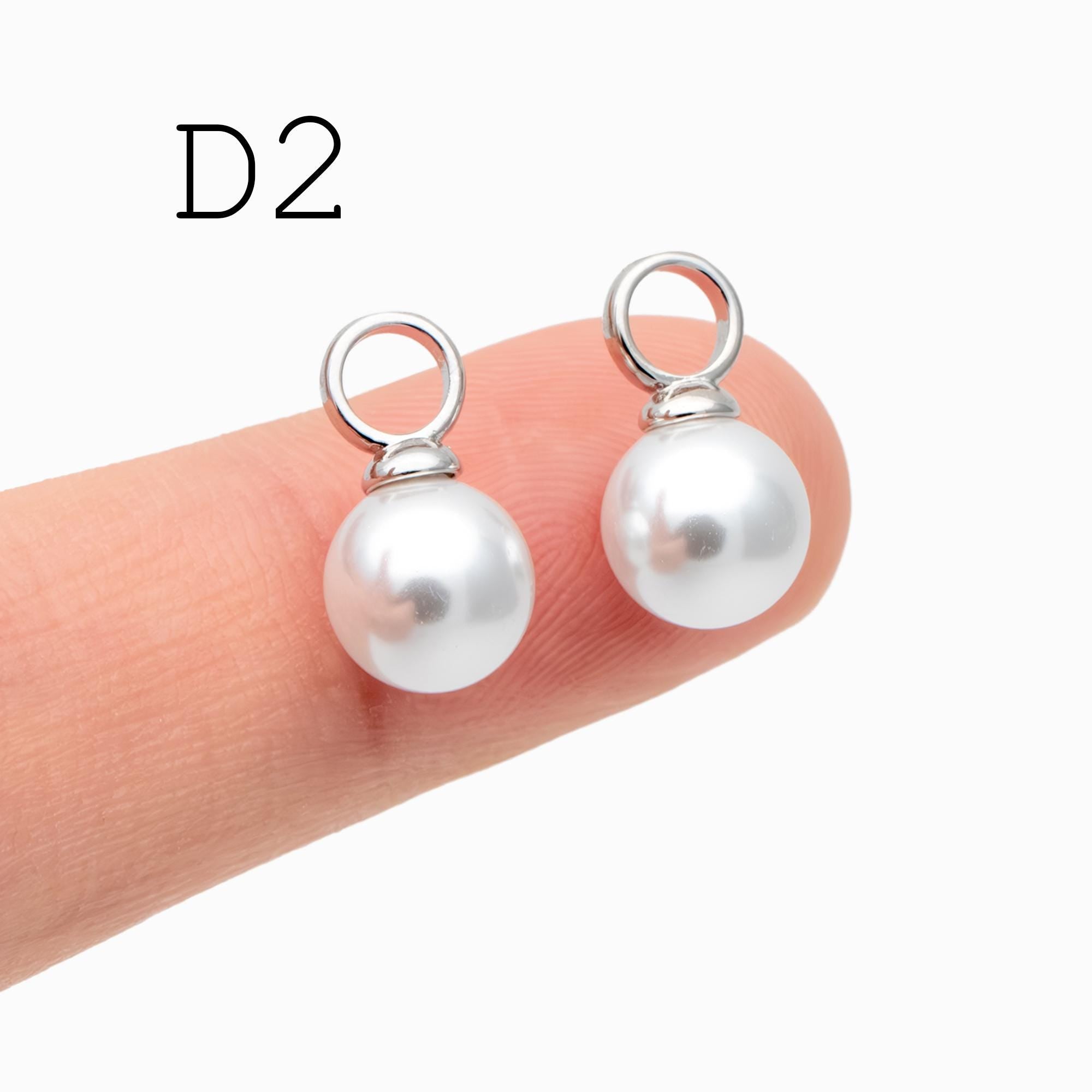 4pcs Gold Glass Pearl Charms,Dainty Earring/ Necklace Charms (GB-4773)