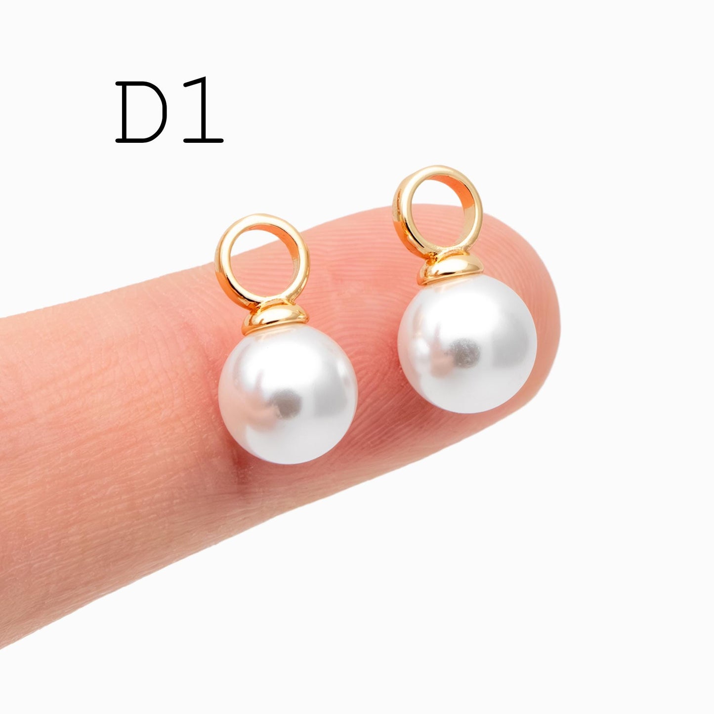 4pcs Gold Glass Pearl Charms,Dainty Earring/ Necklace Charms (GB-4773)