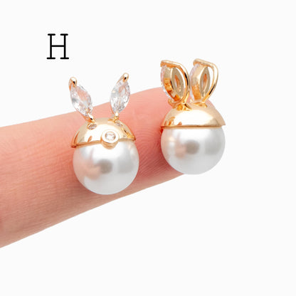 4pcs Gold Glass Pearl Charms,Dainty Earring/ Necklace Charms (GB-4773)