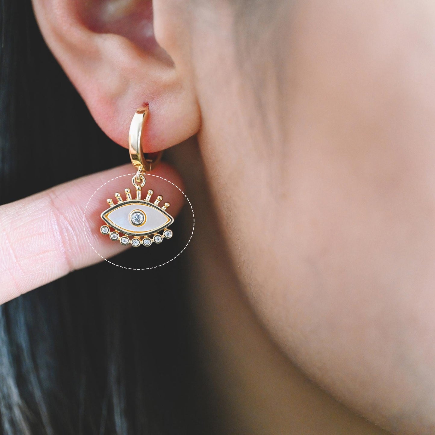 4pcs Gold plated Evil Eye Charms, CZ Pave Eye Pendants, 18K Gold plated Brass, Mystic Eye Jewelry Findings Supplies (GB-1819)