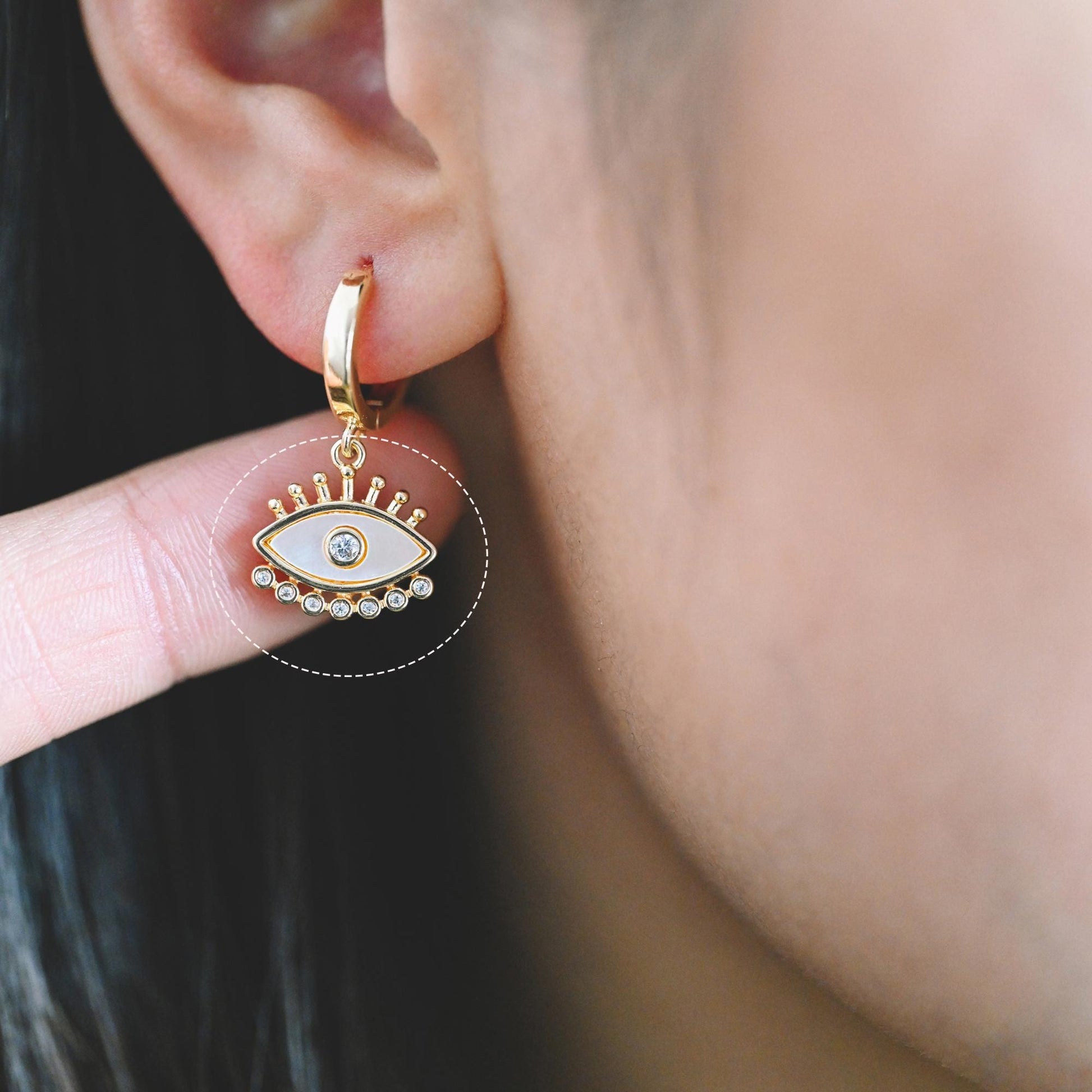 4pcs Gold plated Evil Eye Charms, CZ Pave Eye Pendants, 18K Gold plated Brass, Mystic Eye Jewelry Findings Supplies (GB-1819)