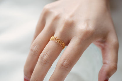 4pcs Gold/ Silver Tone Lace Finger Ring, Gold/ Rhodium plated Brass, Gift for Her, Stackable Ring, Minimalist Ring(#JZ-001)