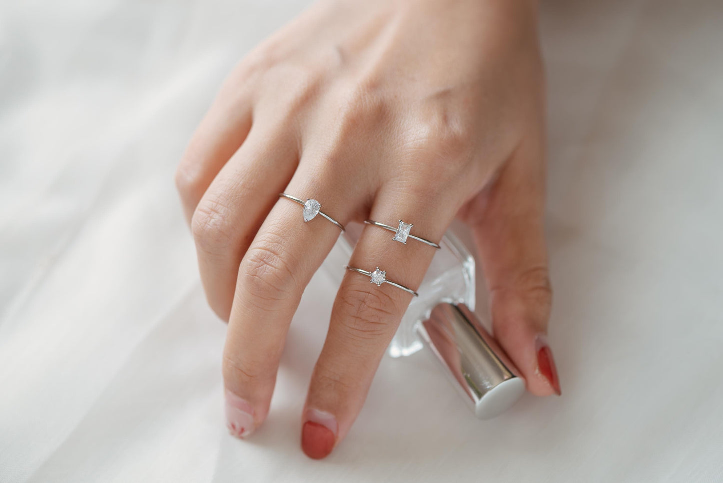 4pcs CZ Pave Gold/ Silver Minimalist Ring, Dainty Ring, Thin Ring, Weeding Ring (#JZ-014)