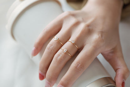 4pcs CZ Pave Gold/ Silver Minimalist Ring, Dainty Ring, Thin Ring, Weeding Ring (#JZ-014)
