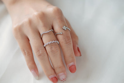 4pcs CZ Pave Gold/ Silver Minimalist Ring, Modern Style Ring, Fashion Rings, Dainty Rings, Adjustable Ring (#JZ-028)