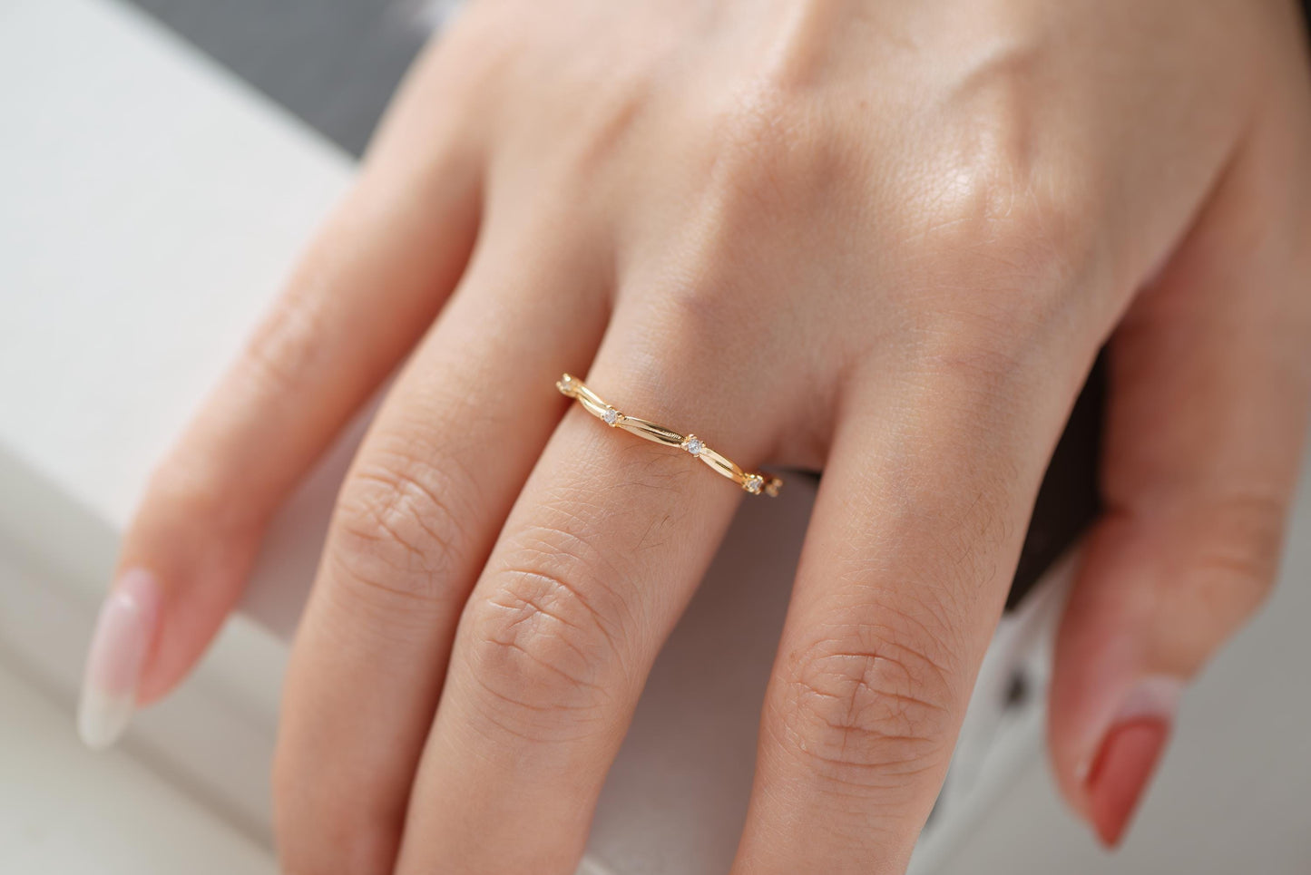 4pcs CZ Pave Finger Ring, Gold/ Rhodium plated Brass, Gift for Her, Stackable Ring, Minimalist Ring(#JZ-006)
