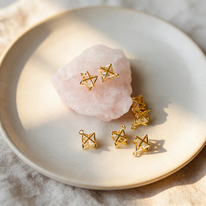 4pcs Gold 8-Point Star Pendant, Geometric Charm for DIY Jewelry (GB-173)