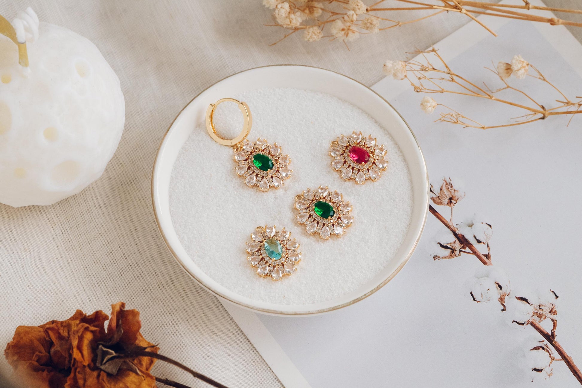 4pcs CZ Pave Gold Earring Charm, Cubic Drop Pendant, Cubic Charm, Bridal Earring, Wedding Jewelry, Wedding Earrings Charm (GB-3011)