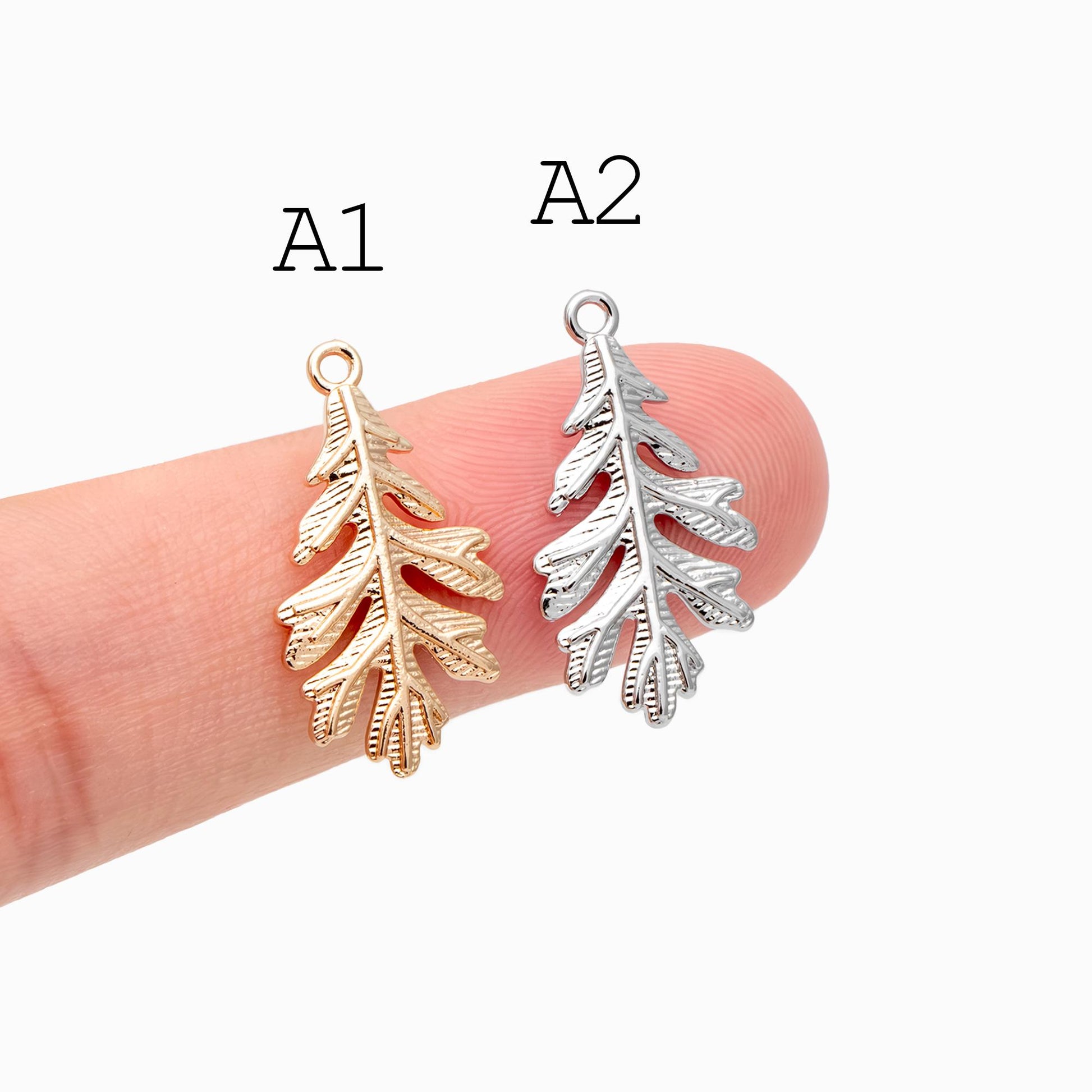 10pcs Gold/ Silver Tone Leaf Charms, Real Gold/ Rhodium plated Brass, Leaf Earring Pendants (GB-214)