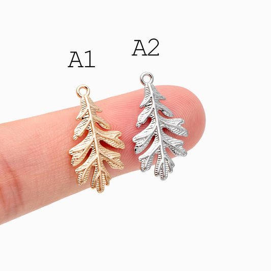 10pcs Gold/ Silver Tone Leaf Charms, Real Gold/ Rhodium plated Brass, Leaf Earring Pendants (GB-214)