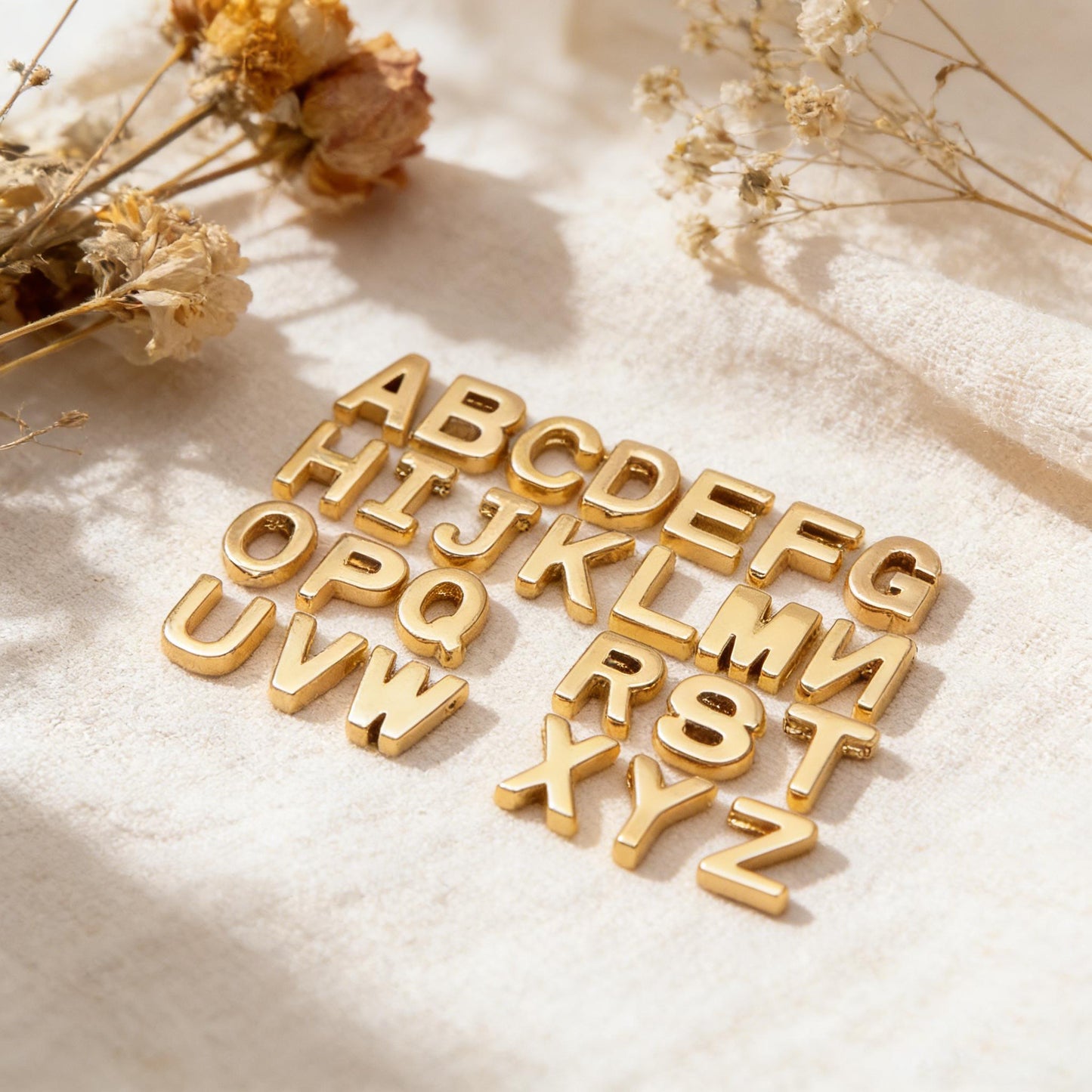 10pcs Gold and Silver Letter Beads for DIY Jewelry, Alphabet Charms for Necklaces and Bracelets (GB-1927)