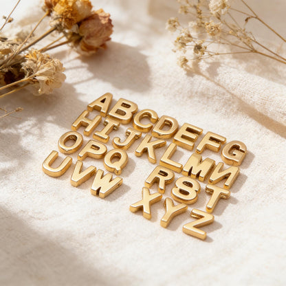 10pcs Gold and Silver Letter Beads for DIY Jewelry, Alphabet Charms for Necklaces and Bracelets (GB-1927)