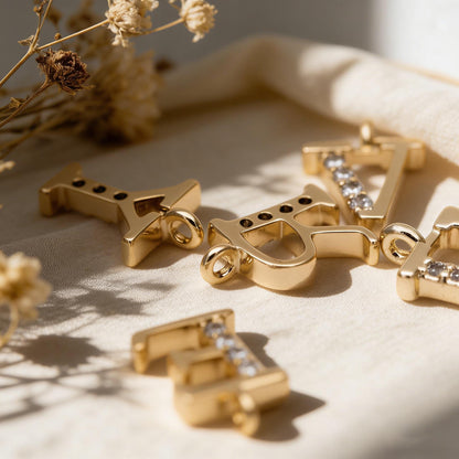 Gold Letter Charms for DIY Jewelry, Personalized Initial Necklace or Bracelet, Alphabet Charm, DIY Accessories (GB-723)