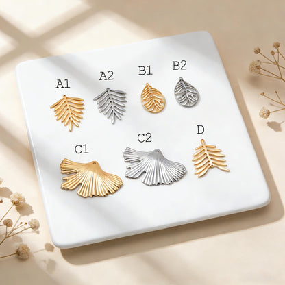 10pcs Gold/ Silver Tone Leaf Charm Pendants, Gold/ Rhodium plated Brass, Lead Nickel Free (GB-3057)