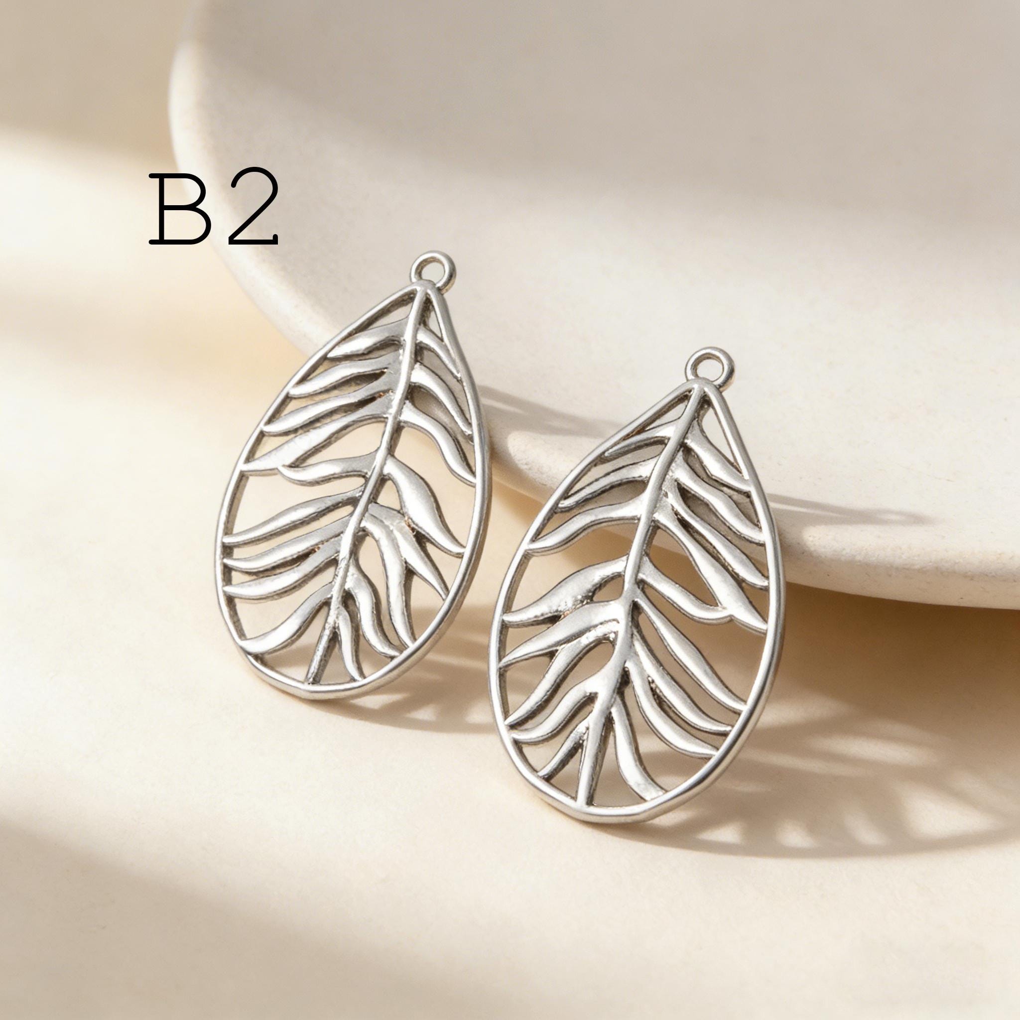 10pcs Gold/ Silver Tone Leaf Charm Pendants, Gold/ Rhodium plated Brass, Lead Nickel Free (GB-3057)