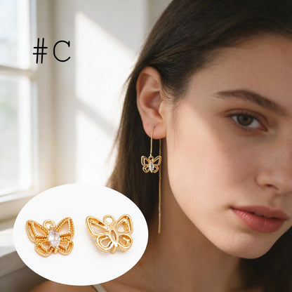 4pcs Delicate Butterfly Charms for Jewelry Making, Gold plated Butterfly Pendants (GB-3561)