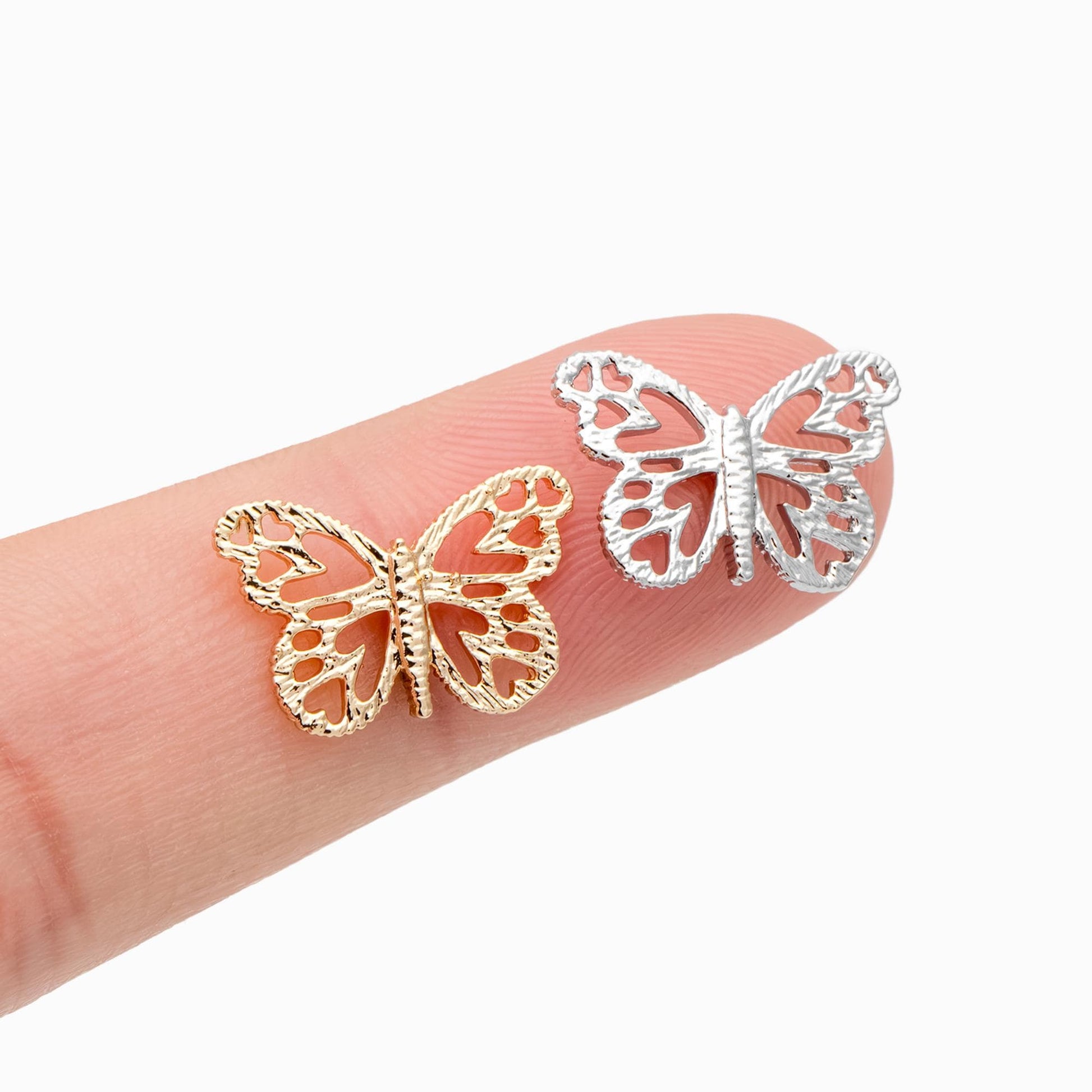 4pcs Gold/ Silver plated Brass Butterfly Charm Pendants 15.5x10mm, Jewelry Findings Wholesale Supplies (GB-3561-P)