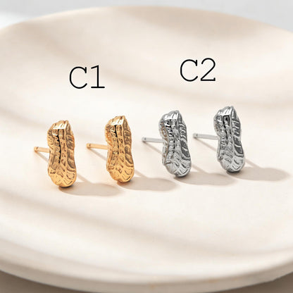 10pcs Gold/ Silver Nut Charms Earrings, 18K Real Gold/ Rhodium Plated Brass, Dainty Stud Earring (#GB-4685)