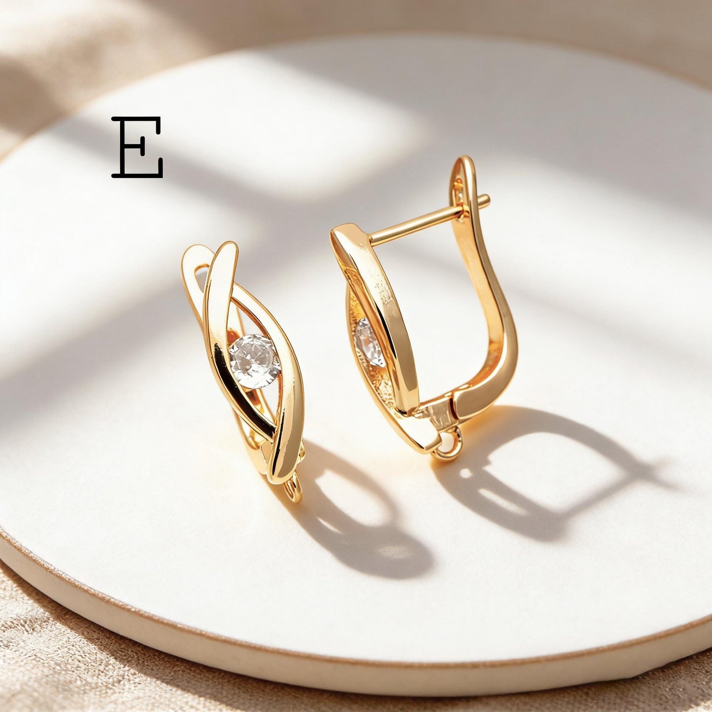 4pcs Gold Click-in Style Stud Earring, Leverback Earring with Loop, Earring Finding Wholesale (GB-3904)