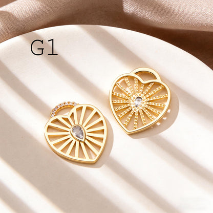 4pcs Gold/ Silver Tone Heart Pendants, 18K Gold/ Rhodium plated Brass, Dainty Heart Charms (GB-1964)