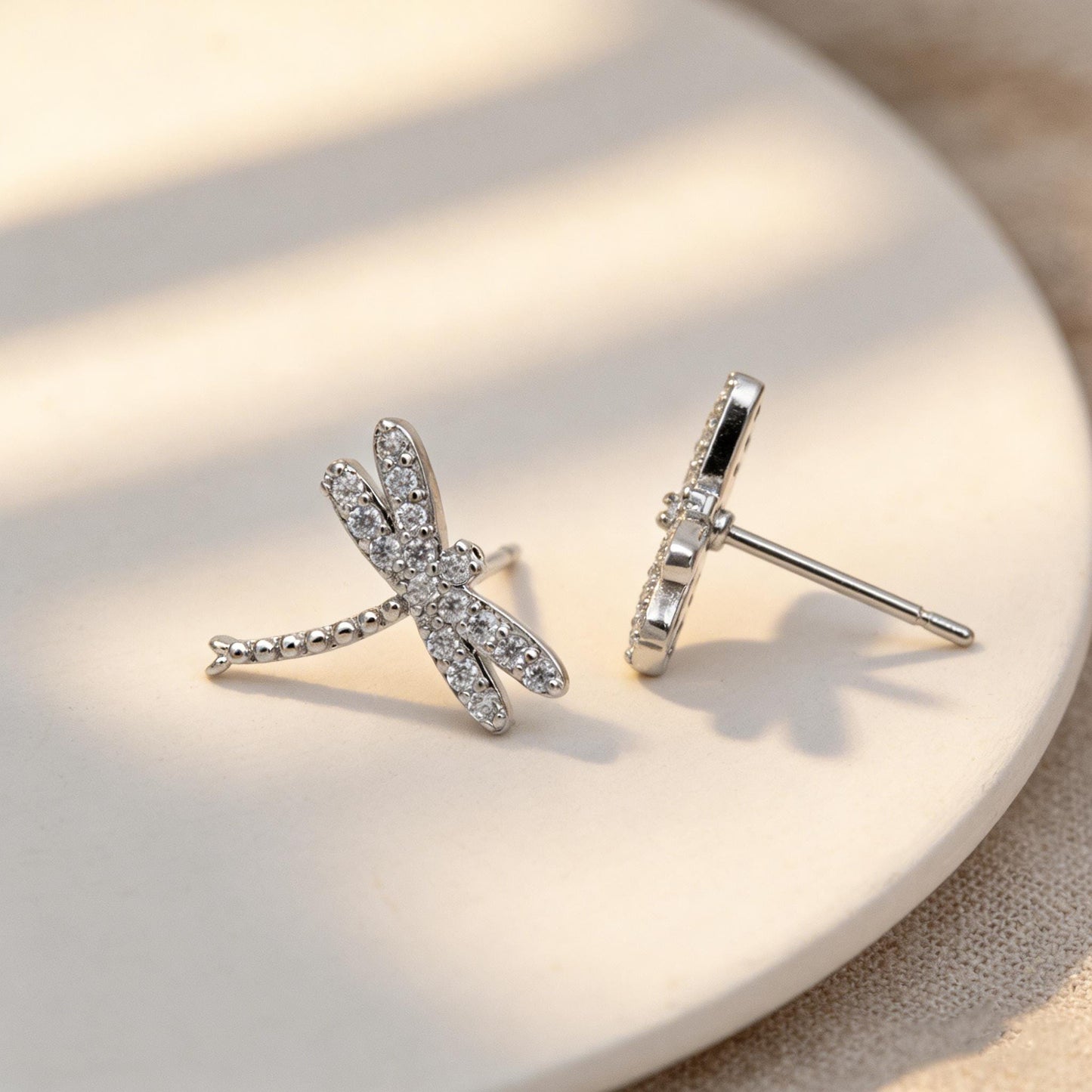 4pcs Gold/ Silver Dragonfly Earrings, Dianty Dragonfly Ear Studs, Jewelry Supplies (GB-3892)
