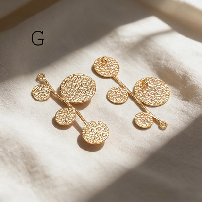 10pcs Gold/ Silver Tone Branch Connectors , Real Gold/ Rhodium plated Brass, Branch Pendants with Two Loops (GB-3622)