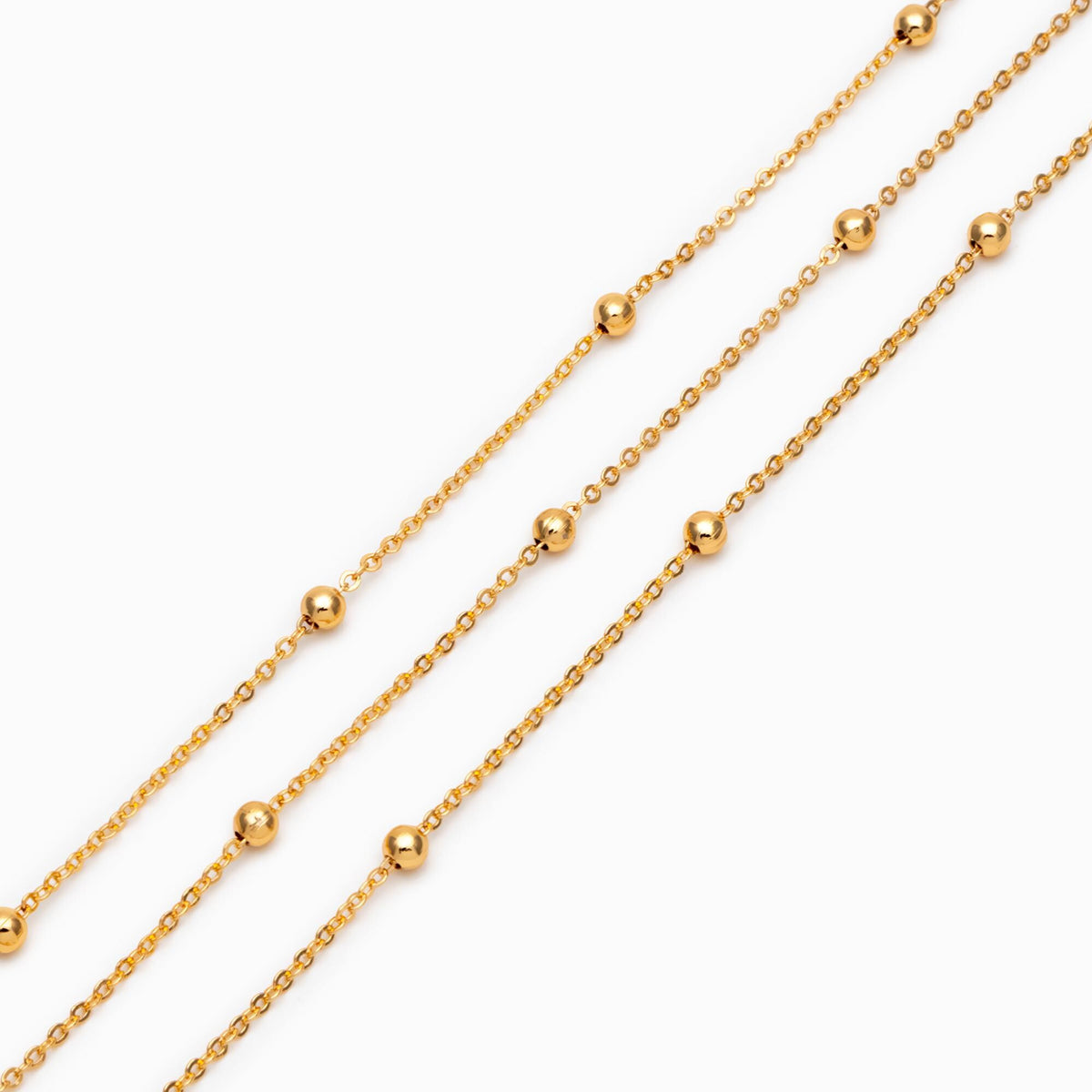 Silver tone Satellite Chains, 1.2mm Chain with 3mm Round Beads, Rhodium plated Brass Beaded Cable Chain (#LK-225-2)/ 1 Meter=3.3 ft