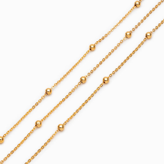 Silver tone Satellite Chains, 1.2mm Chain with 3mm Round Beads, Rhodium plated Brass Beaded Cable Chain (#LK-225-2)/ 1 Meter=3.3 ft