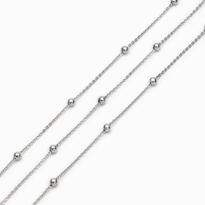 Silver tone Satellite Chains, 1.2mm Chain with 3mm Round Beads, Rhodium plated Brass Beaded Cable Chain (#LK-225-2)/ 1 Meter=3.3 ft