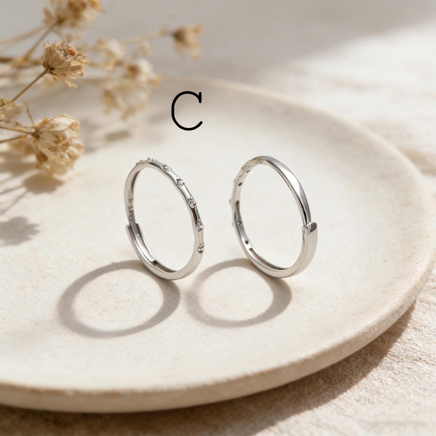Minimalist Sterling Silver Ring, CZ Pave Adjustable Ring (#CY-057)/ 1 piece