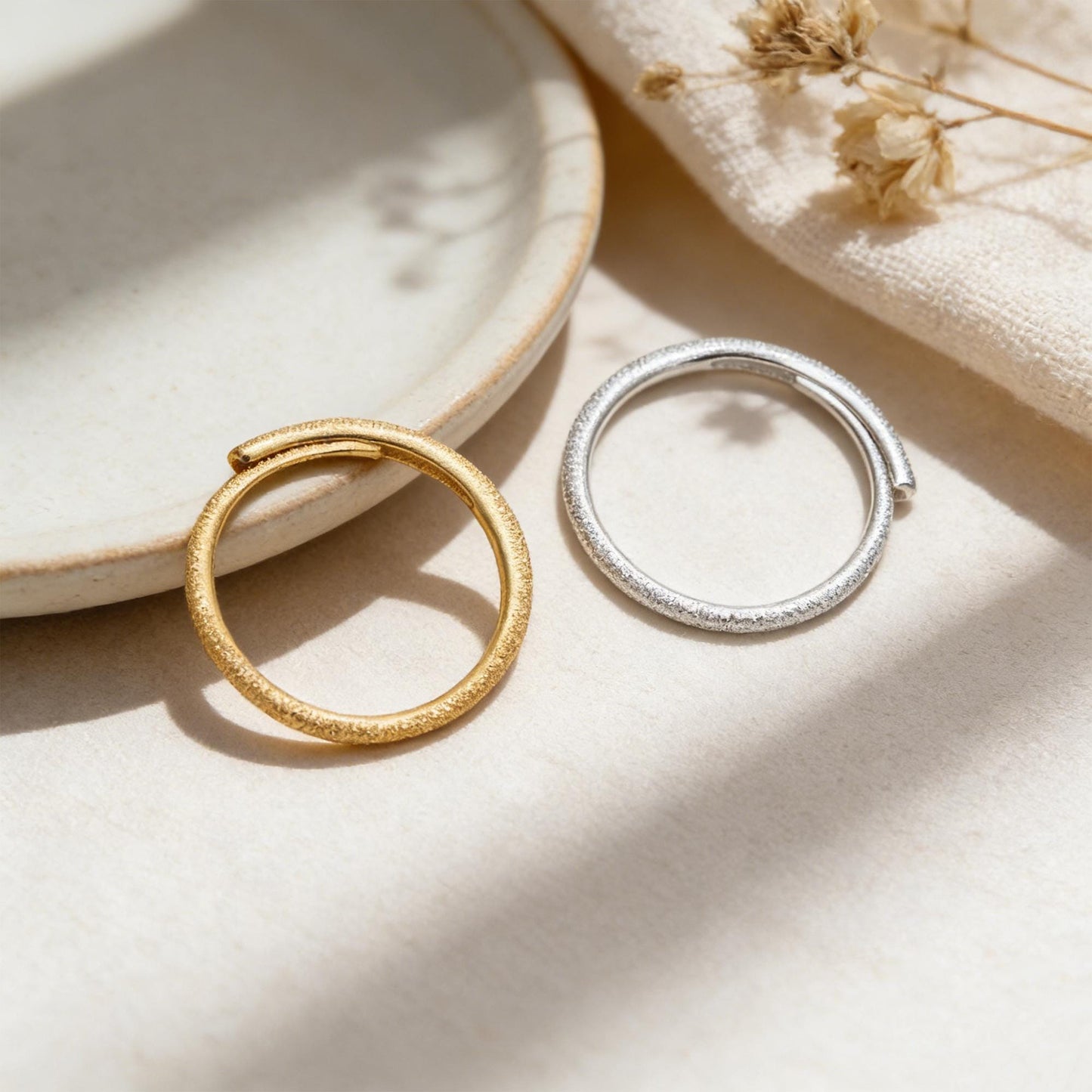Stardust Sterling Silver Finger Ring, Gold/ Silver Adjustable Minimalist Ring (#CY-059)/ 1 piece