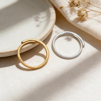 Stardust Sterling Silver Finger Ring, Gold/ Silver Adjustable Minimalist Ring (#CY-059)/ 1 piece