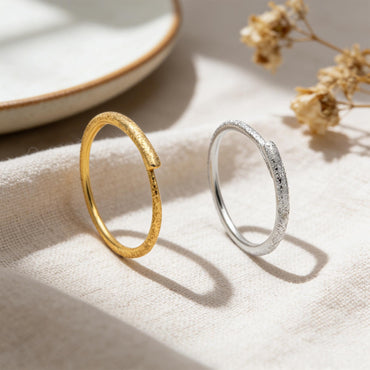Stardust Sterling Silver Finger Ring, Gold/ Silver Adjustable Minimalist Ring (#CY-059)/ 1 piece