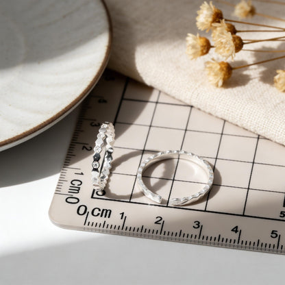 Minimalist Sterling Silver Ring, CZ Pave Adjustable Hexagon Ring (#CY-060)/ 1 piece