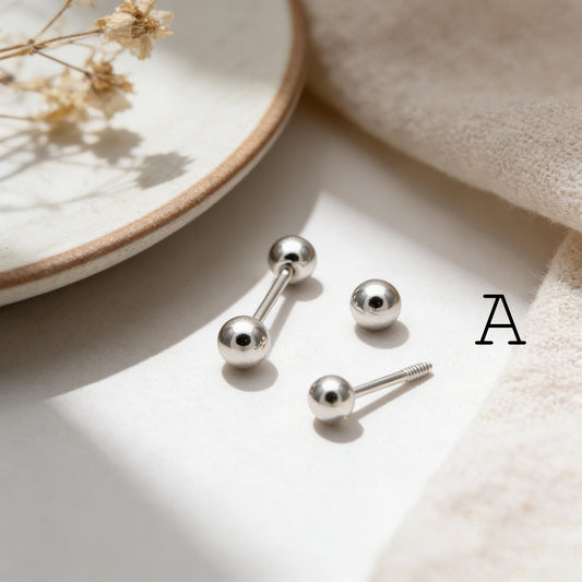 Sterling Silver Stud Earring, Screw Back, Knot/ Heart/ Butterfly/ Bow/ Clover (CY-064)/ 1 pair