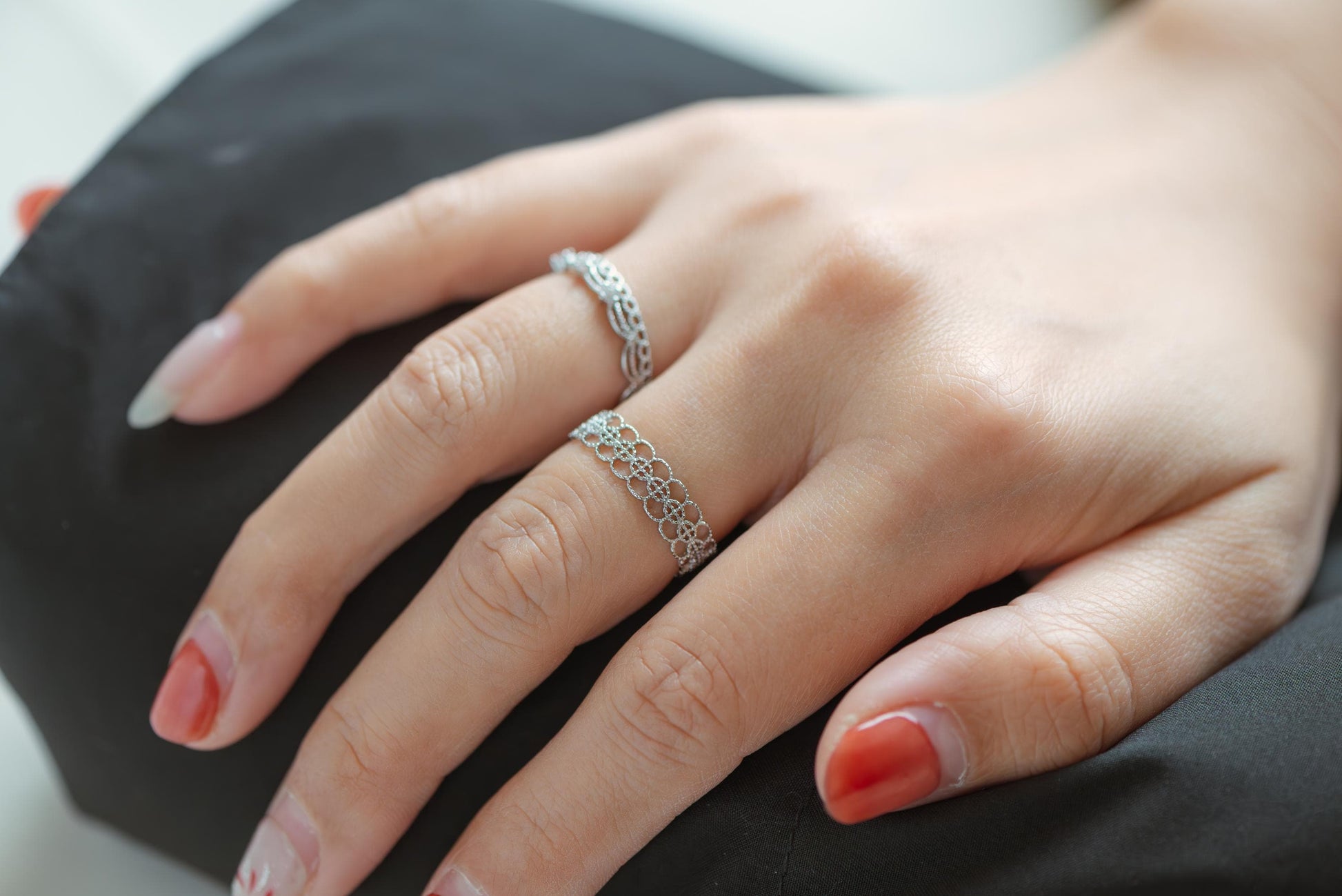 4pcs Gold/ Silver Tone Lace Finger Ring, Gold/ Rhodium plated Brass, Gift for Her, Stackable Ring, Minimalist Ring(#JZ-001)