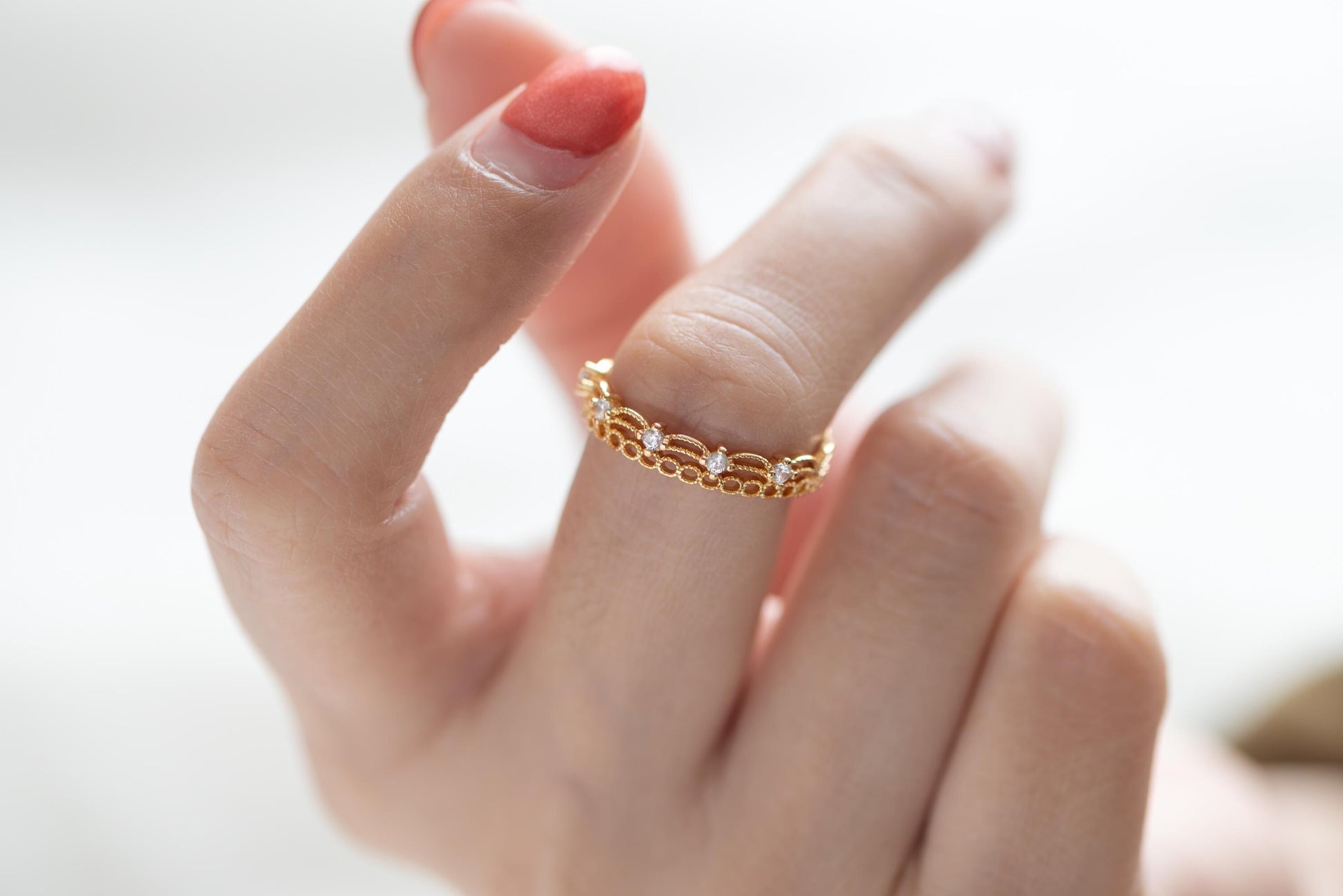 4pcs Gold/ Silver Tone Lace Finger Ring, Gold/ Rhodium plated Brass, Gift for Her, Stackable Ring, Minimalist Ring(#JZ-001)