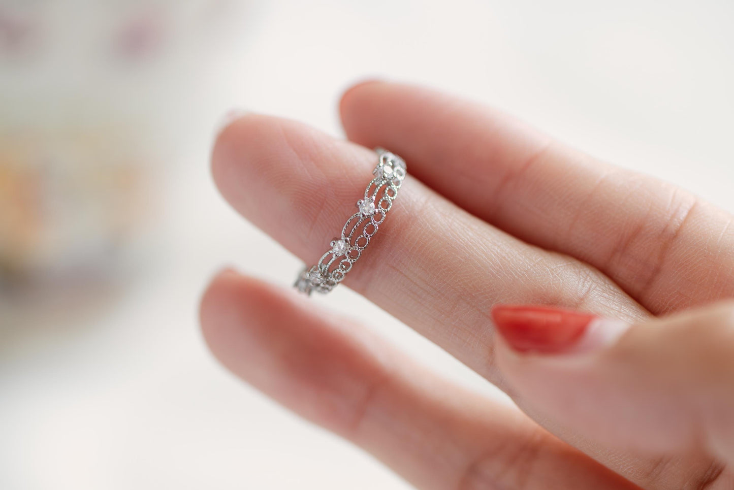 4pcs Gold/ Silver Tone Lace Finger Ring, Gold/ Rhodium plated Brass, Gift for Her, Stackable Ring, Minimalist Ring(#JZ-001)