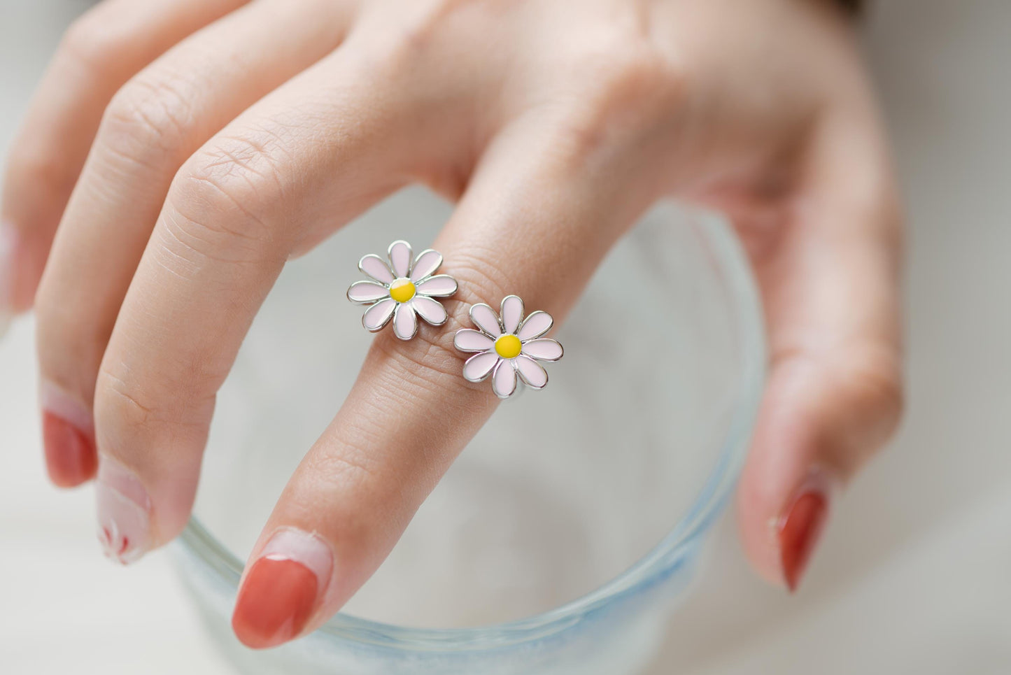4pcs Gold/ Silver Tone Enamel Ring, Ladybug Ring, Daisy Ring, Everyday Ring, Dainty Rings, Adjustable Ring (#JZ-033)