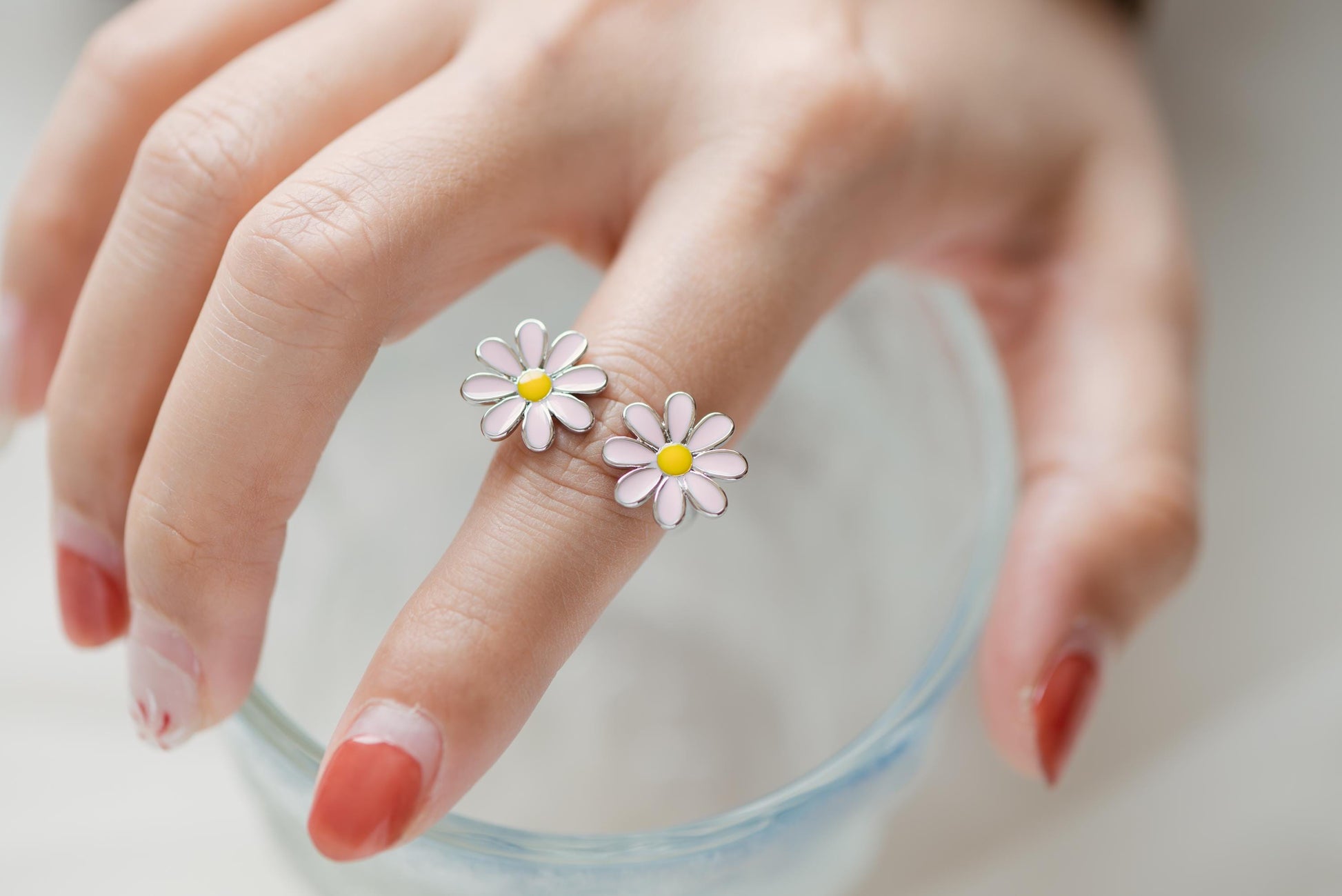 4pcs Gold/ Silver Tone Enamel Ring, Ladybug Ring, Daisy Ring, Everyday Ring, Dainty Rings, Adjustable Ring (#JZ-033)