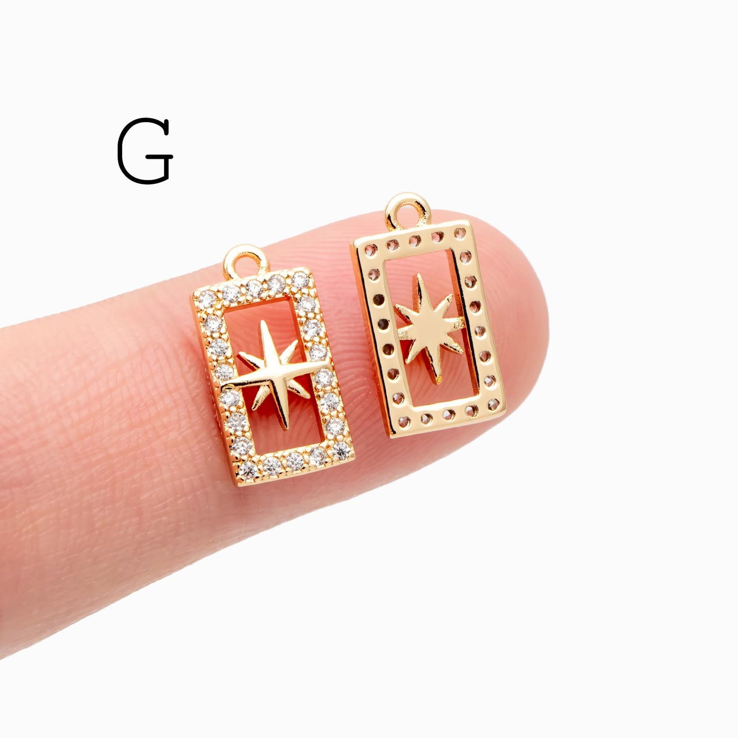 10pcs Gold/ Silver Tone North Star Charm, 18K Gold/ Rhodium plated Brass Mini Star Pendants (GB-924)