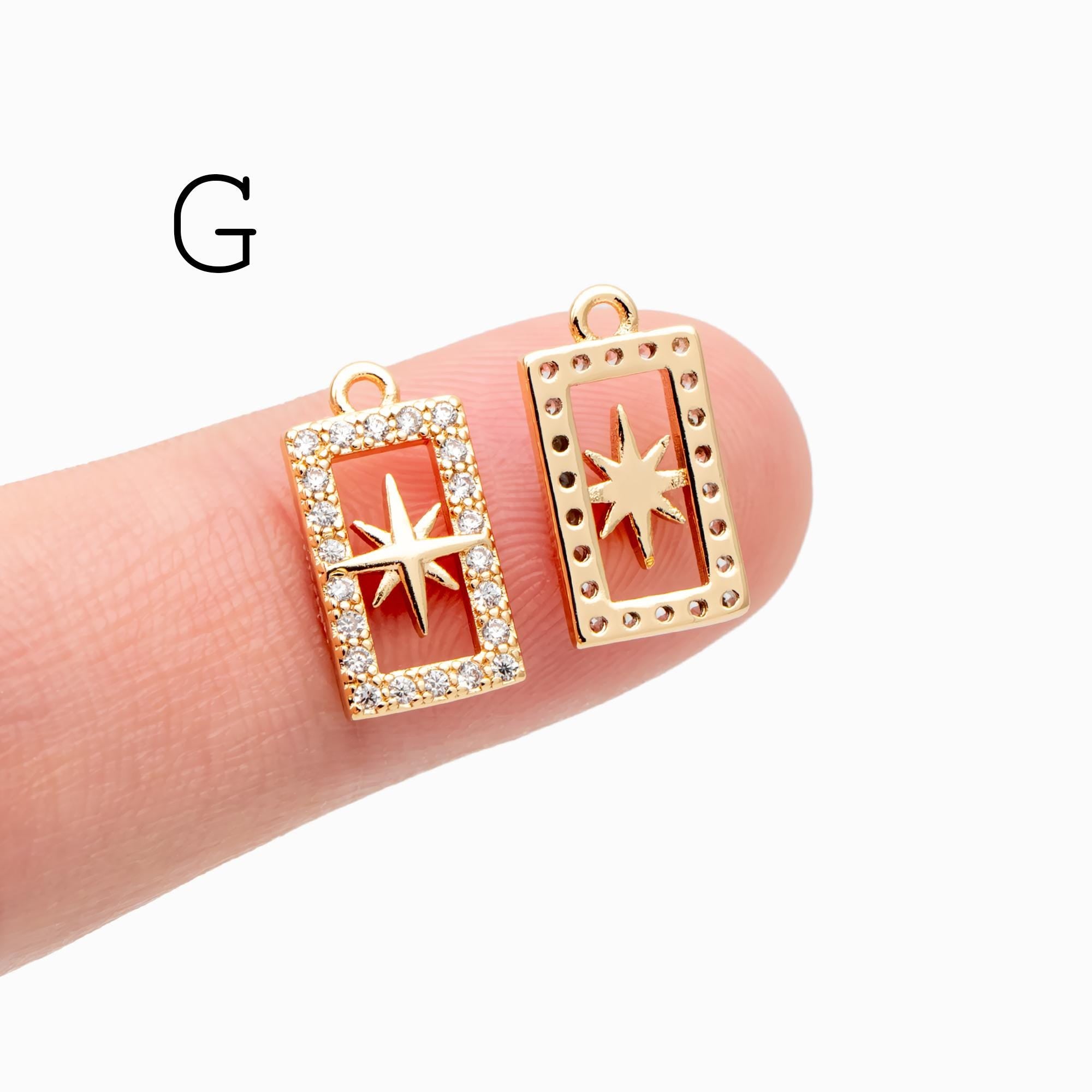 10pcs Gold/ Silver Tone North Star Charm, 18K Gold/ Rhodium plated Brass Mini Star Pendants (GB-924)