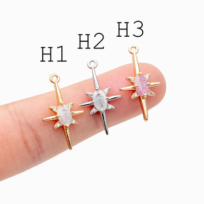 10pcs Gold/ Silver Tone North Star Charm, 18K Gold/ Rhodium plated Brass Mini Star Pendants (GB-924)