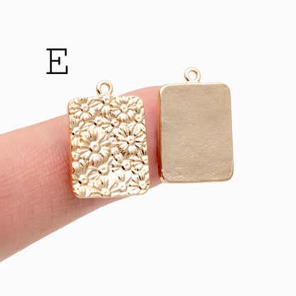 4pcs Gold Flower Charms, 18K Gold plated Brass, Flower Earring Pendants (GB-1281)