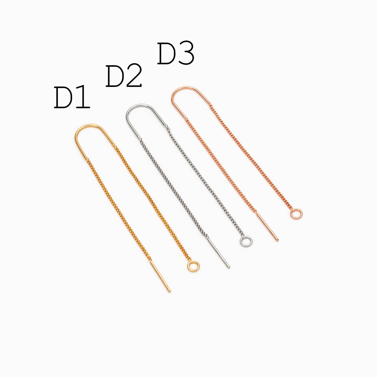 10pcs Gold/ Silver/ Rose Gold Ear Threader Earrings, Earwire Thread with Jump Ring, Color Not Easily Tarnish (GB-333)