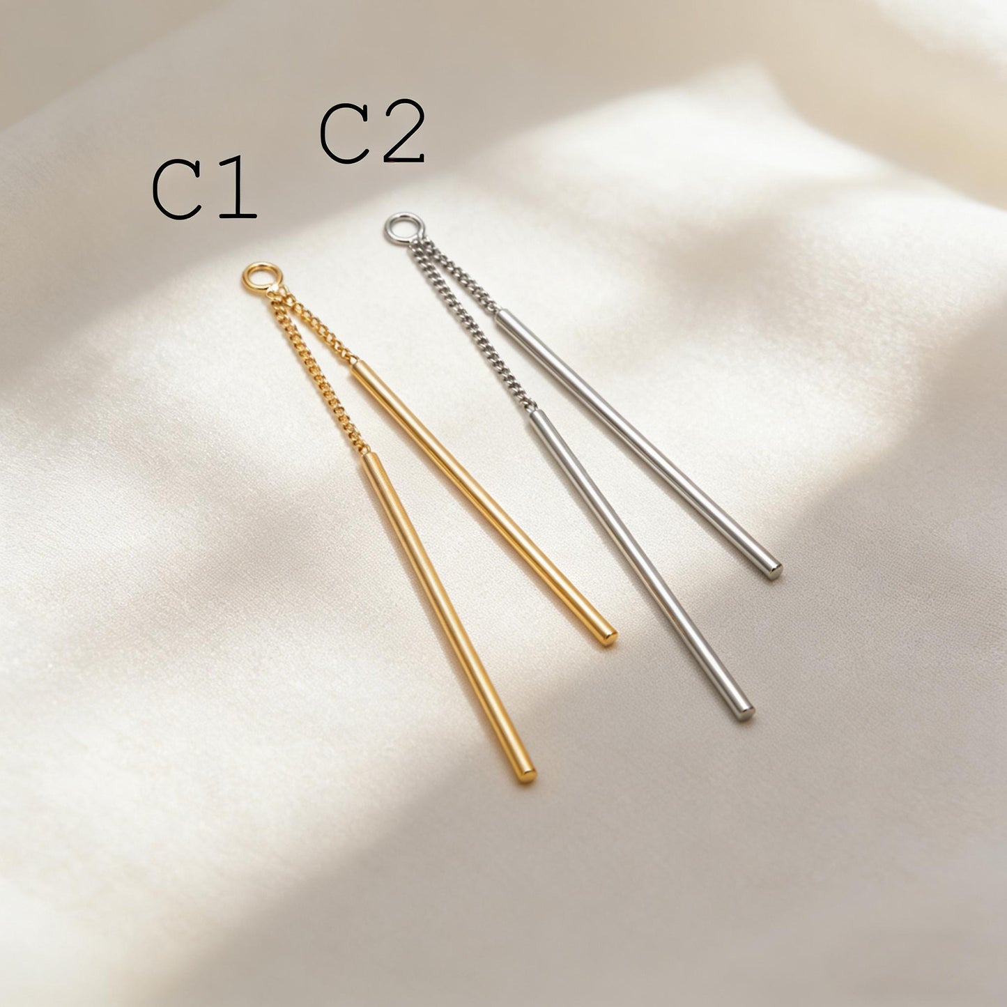 10pcs Gold/ Silver Tone Long Bar Charms , Gold/ Rhodium plated Brass Stick Pendants (GB-1279)