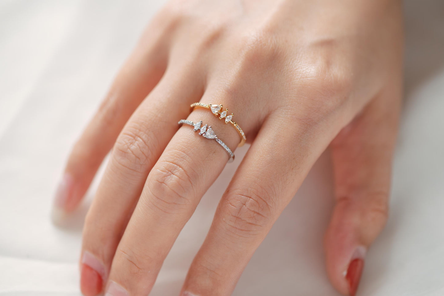 4pcs CZ Pave Gold/ Silver Heart Ring, Dainty Rings, Adjustable Ring, Statement Ring (#JZ-004)